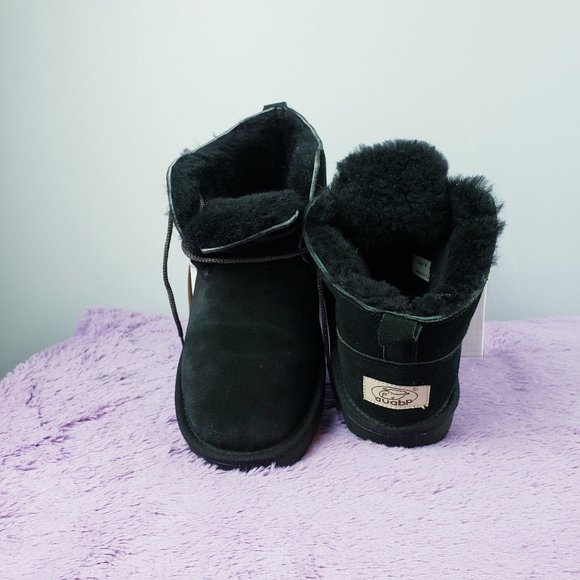 CALF LEATHER+SHEEPSKIN SHEARLING FUR BLACK Native Snow Boot 9 Auabp Australia - Picture 3 of 5